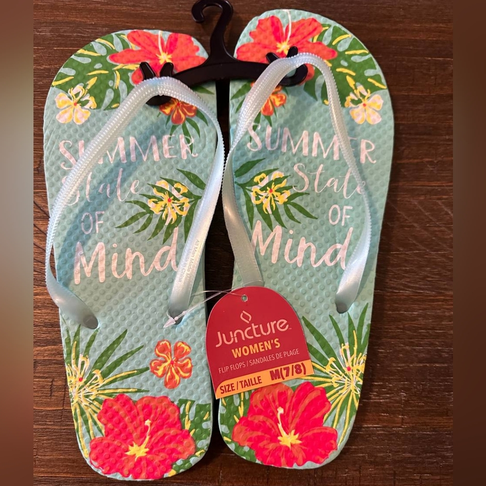 Tropical Turquoise Flip Flops Size 7/8